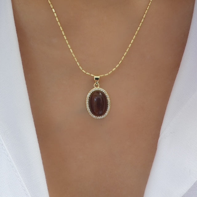 Crystal Molly Pendant Necklace (Brown)