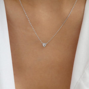 Crystal Tara Heart Necklace (Silver)