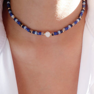 Selena Bead Necklace (Blue)