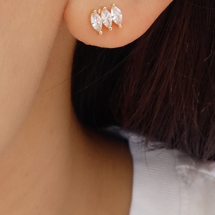 14K Small Crystal Earrings