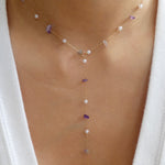 Cali Pearl Drop Necklace (Purple)