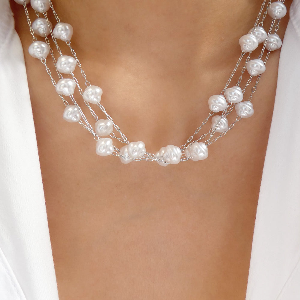 Brittany Pearl Necklace (Silver)