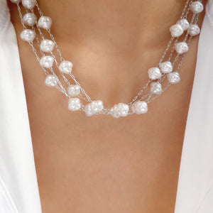 Brittany Pearl Necklace (Silver)