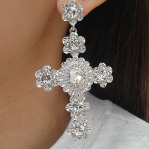 Ornate Cross Earrings (Silver)
