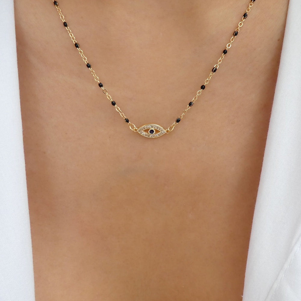 Brittany Eye Necklace (Black)