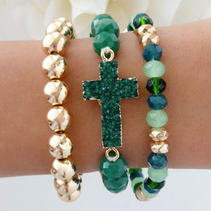 Molly Cross Bracelet Set (Green)