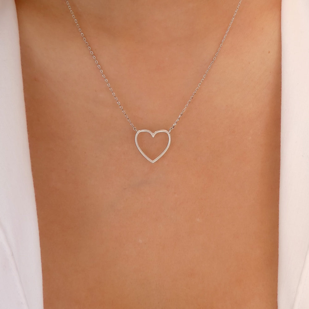 Matte Heart Necklace (Silver)