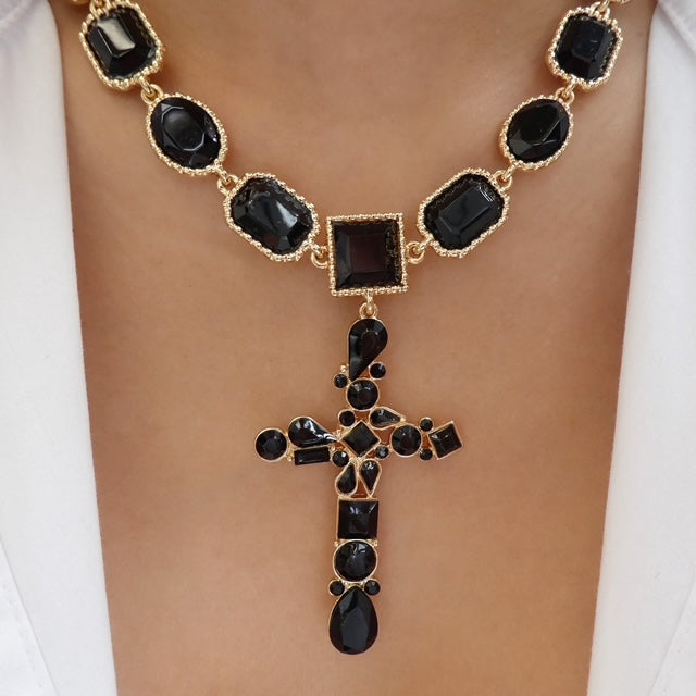 Susie Cross Necklace (Black)