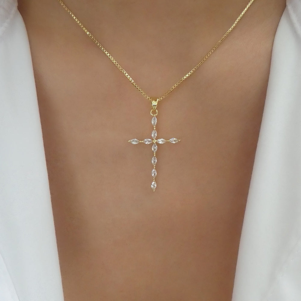 Crystal Stella Cross Necklace