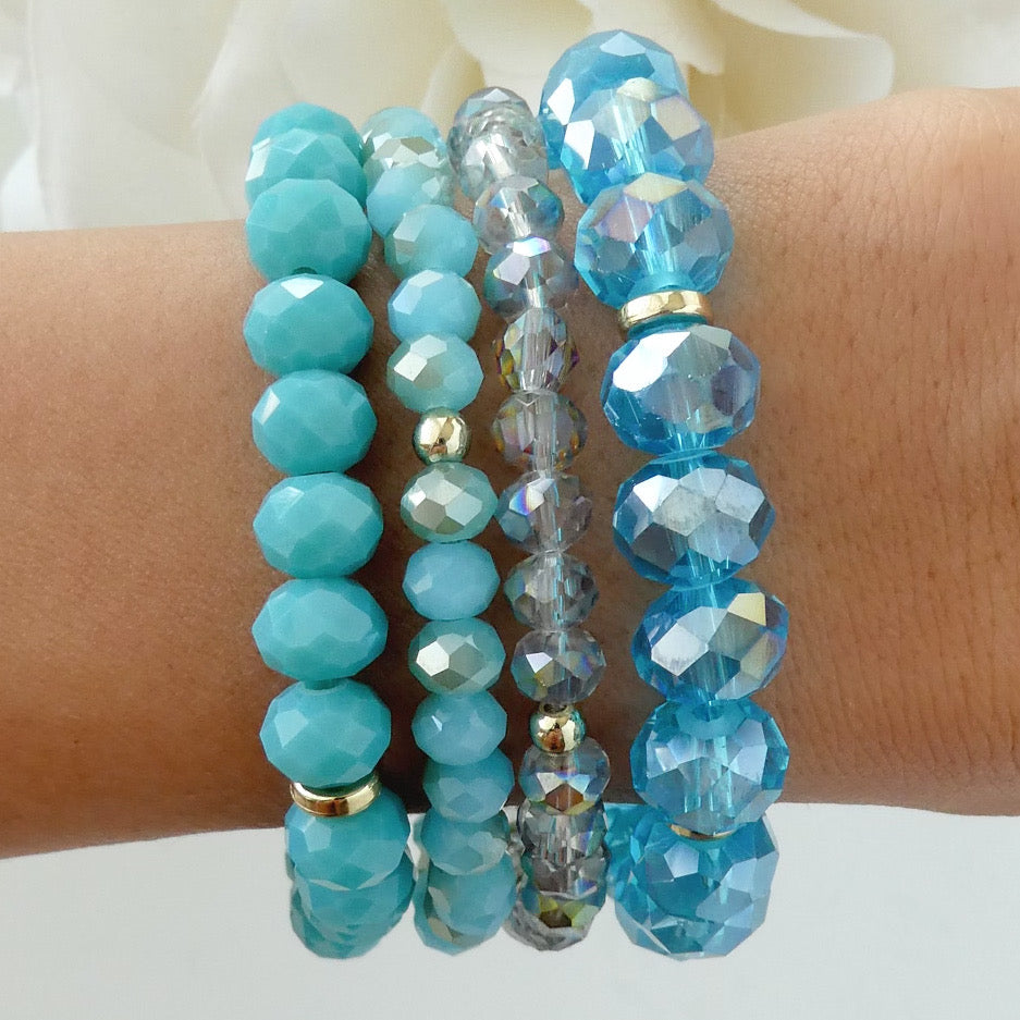 Turquoise Ocean Beaded Square Crystal Bracelet | Classy Women Collection