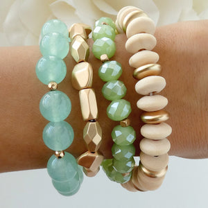 Green Bead Bracelet Set