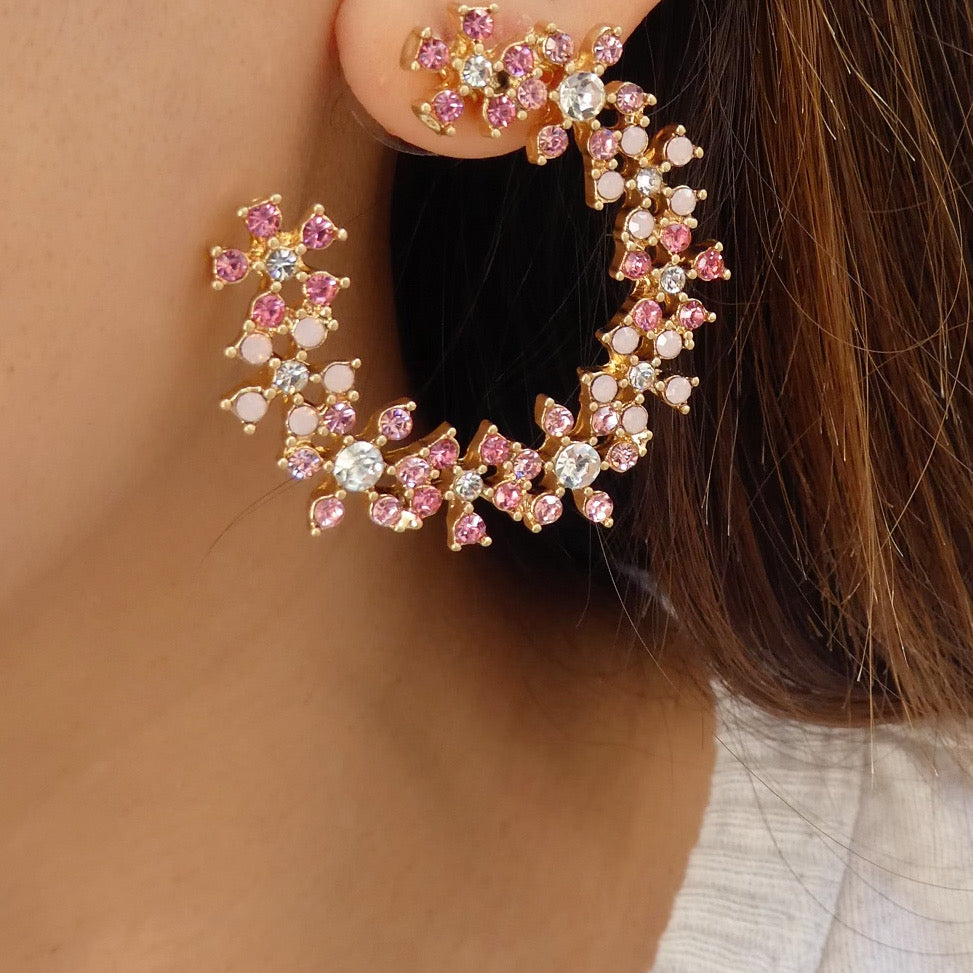 Pink Malinda Flower Earrings