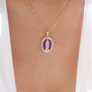 Mary Coin Pendant Necklace (Purple)