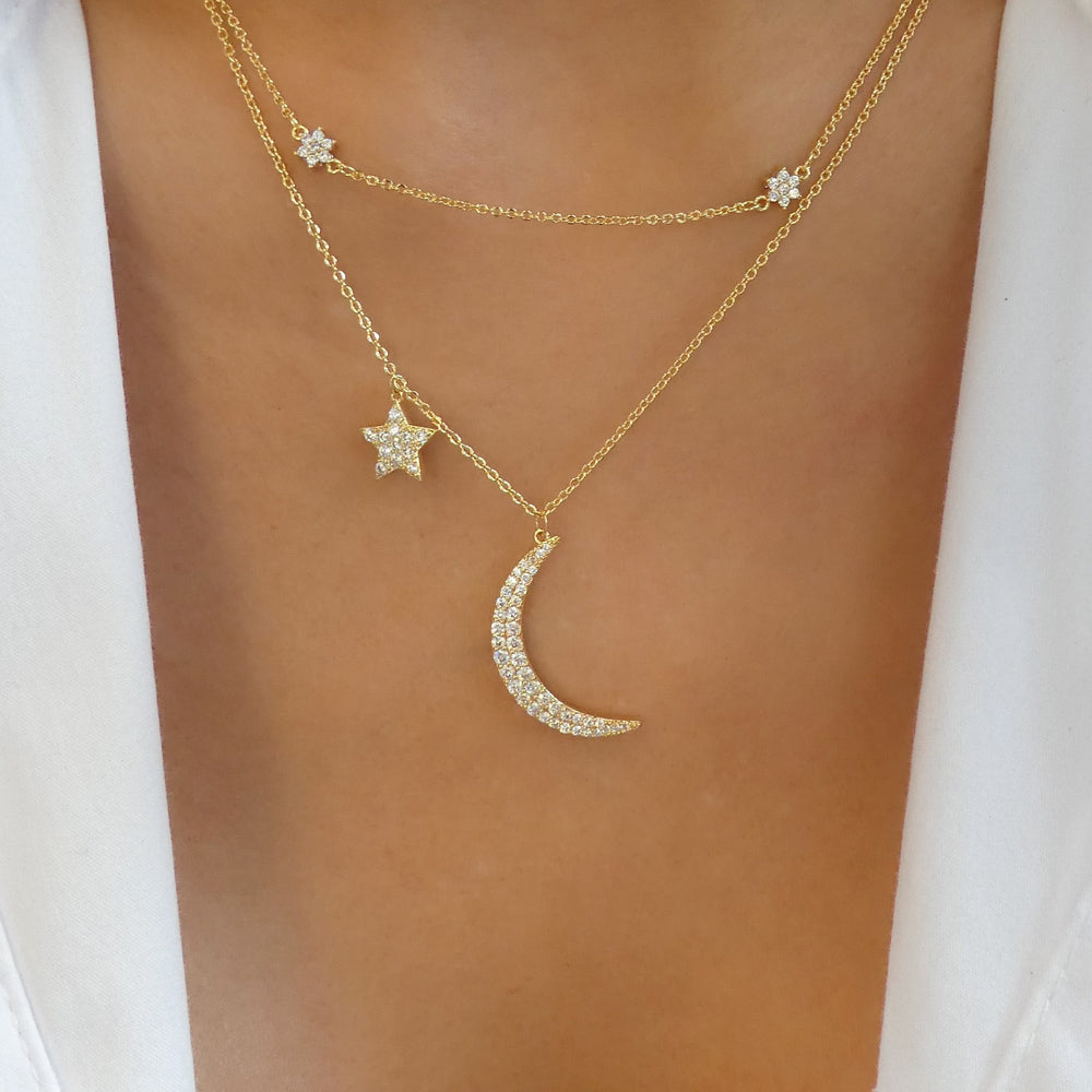 Crystal Sara Moon Necklace