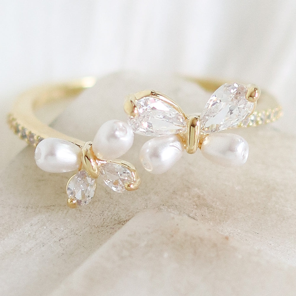 Butterfly Pearl Ring