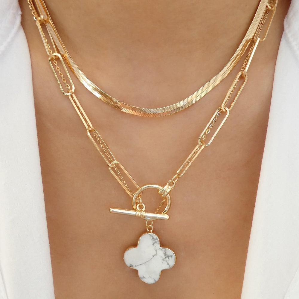 Classic Clover Necklace Set (White)