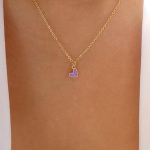 Mini Heart Necklace (Purple)