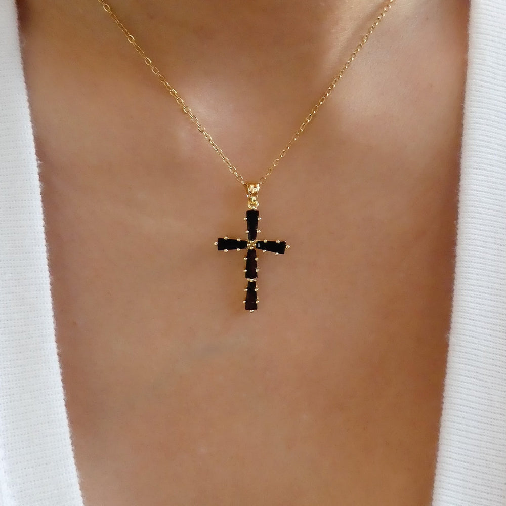 Tessa Cross Necklace (Black)