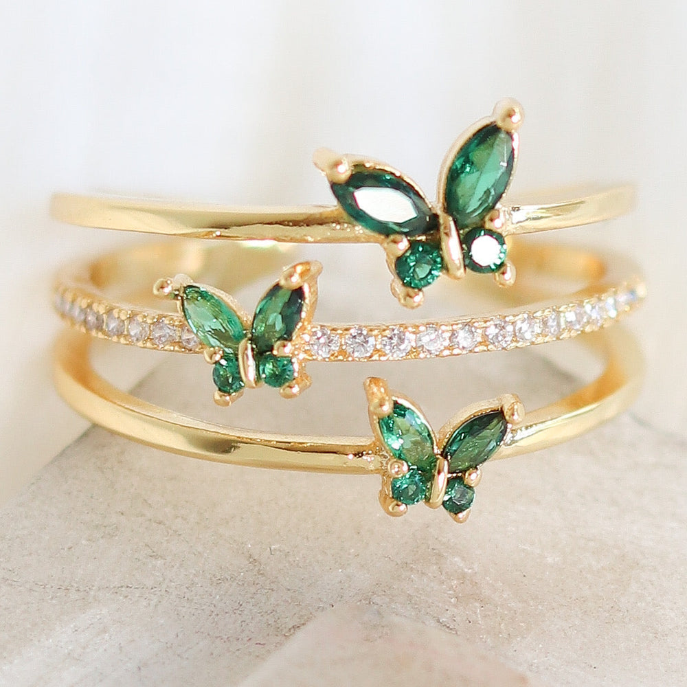 Emerald Jenna Butterfly Ring