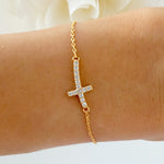 18K Crystal Cross Bracelet