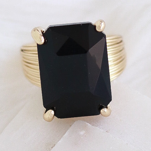 Crystal Naomi Ring (Black)