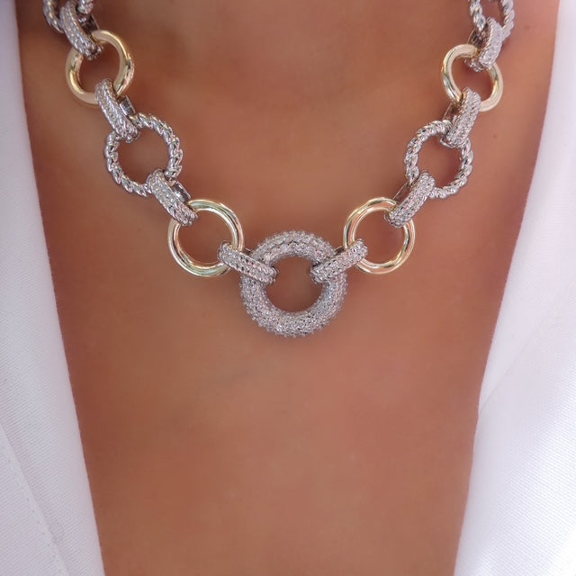 Silver & Gold Crystal Vivian Necklace