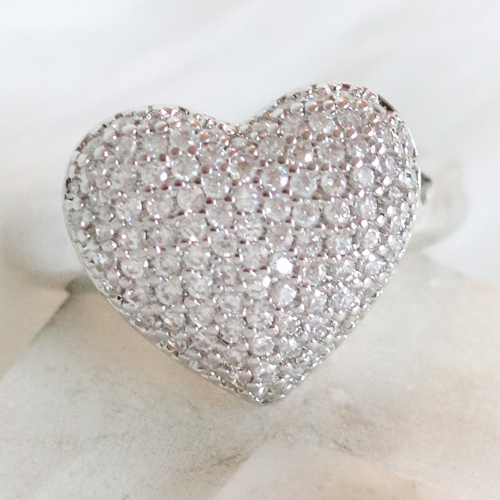 Crystal Melissa Heart Ring (Silver)