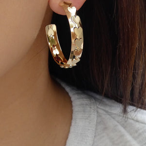 Simple Gold Heart Hoops