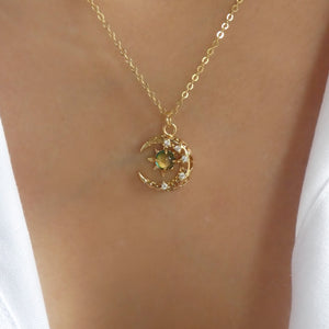 Suzette Moon Necklace (Green)
