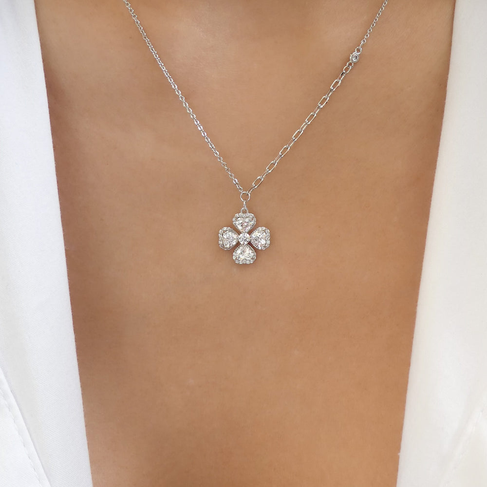 Crystal Lisa Clover Necklace (Silver)