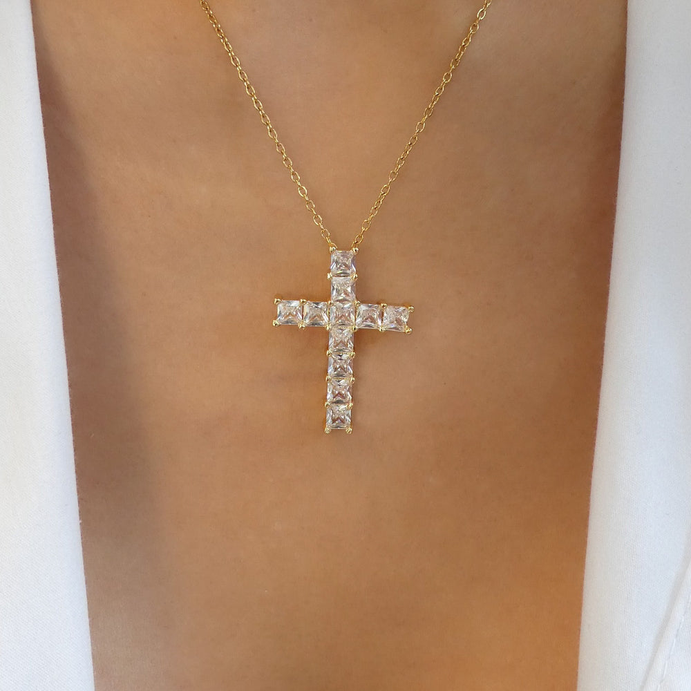 Crystal Ria Cross Necklace