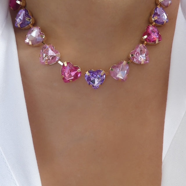 Pink & Purple Heart Necklace