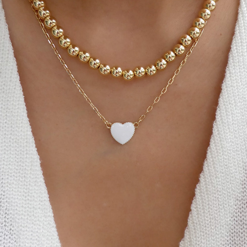 Debbie Heart Necklace (White)