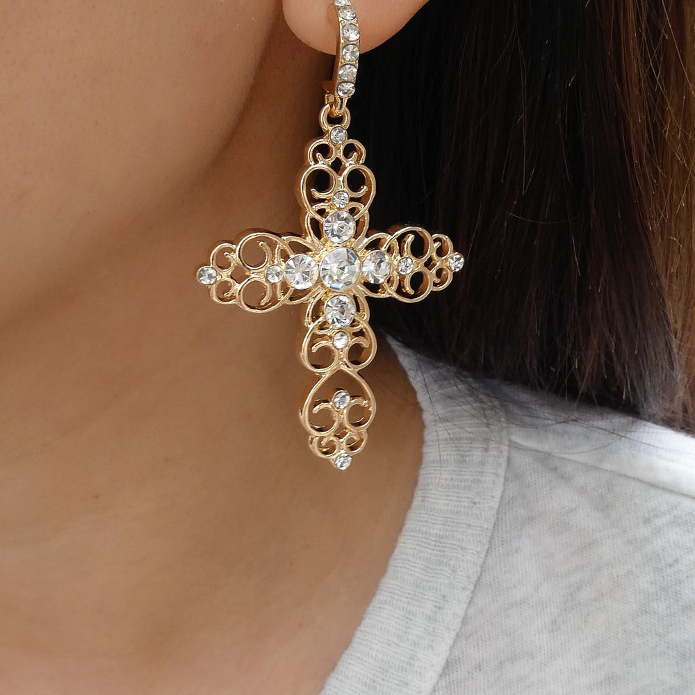 Amelia Crystal Cross Earrings