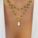 Pearl & Green Bead Necklace
