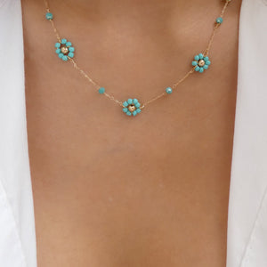 Daisy Bead Necklace (Turquoise)