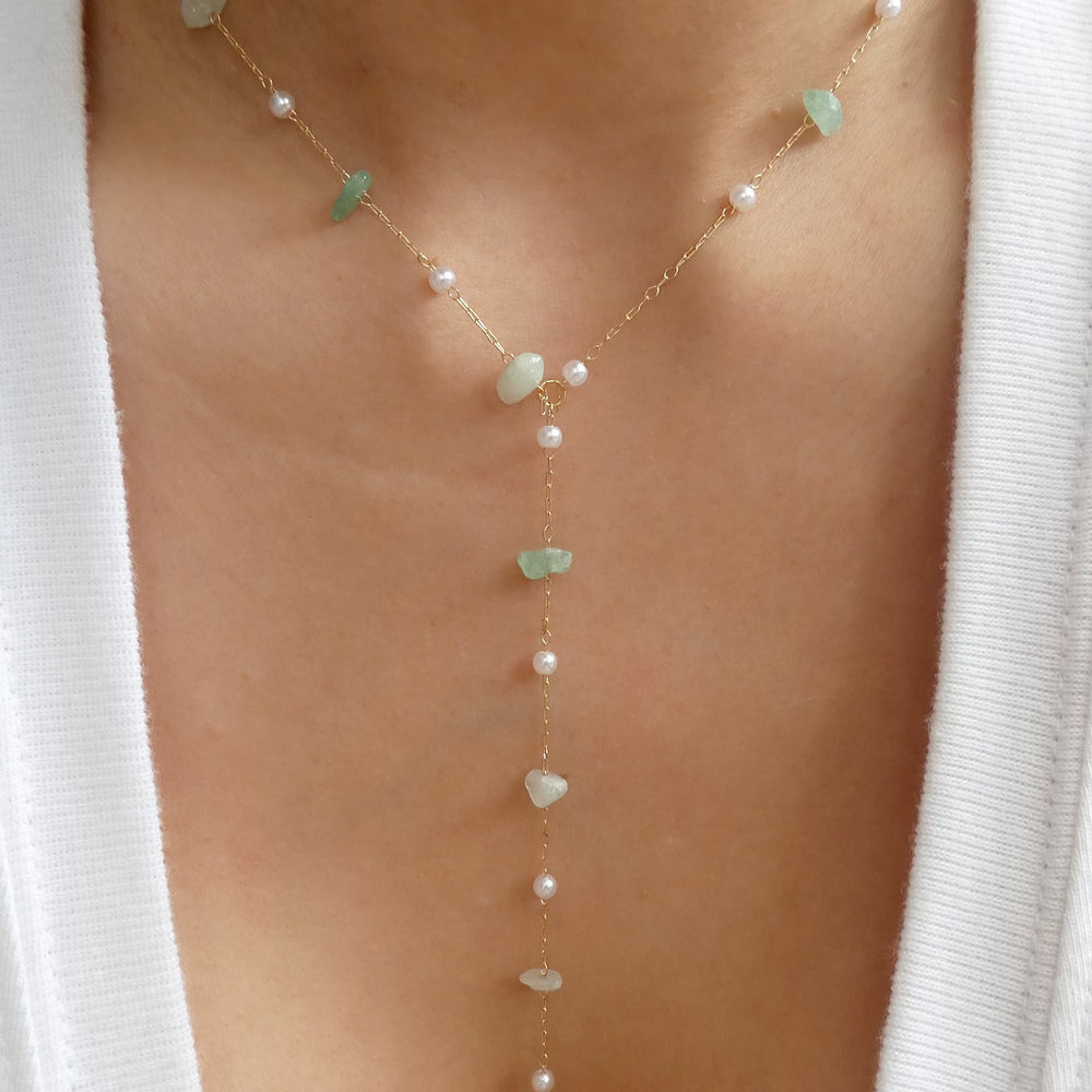 Cali Pearl Drop Necklace (Green)