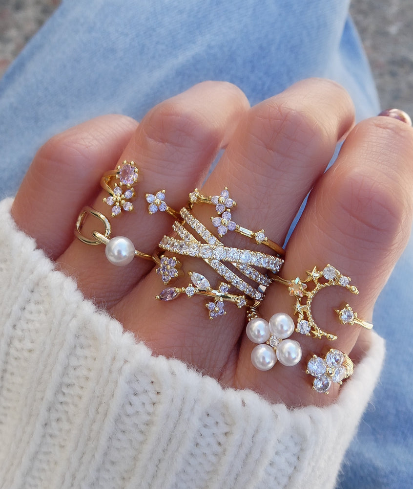 Crystal Carly Moon Ring