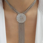Silver Crystal Drop Necklace