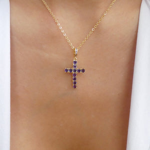 Crystal Sienna Cross Necklace (Purple)
