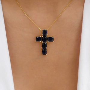 Cameron Cross Necklace (Blue)
