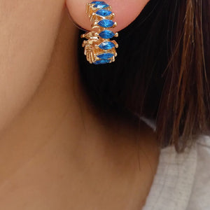 Small Crystal Hoops (Blue)