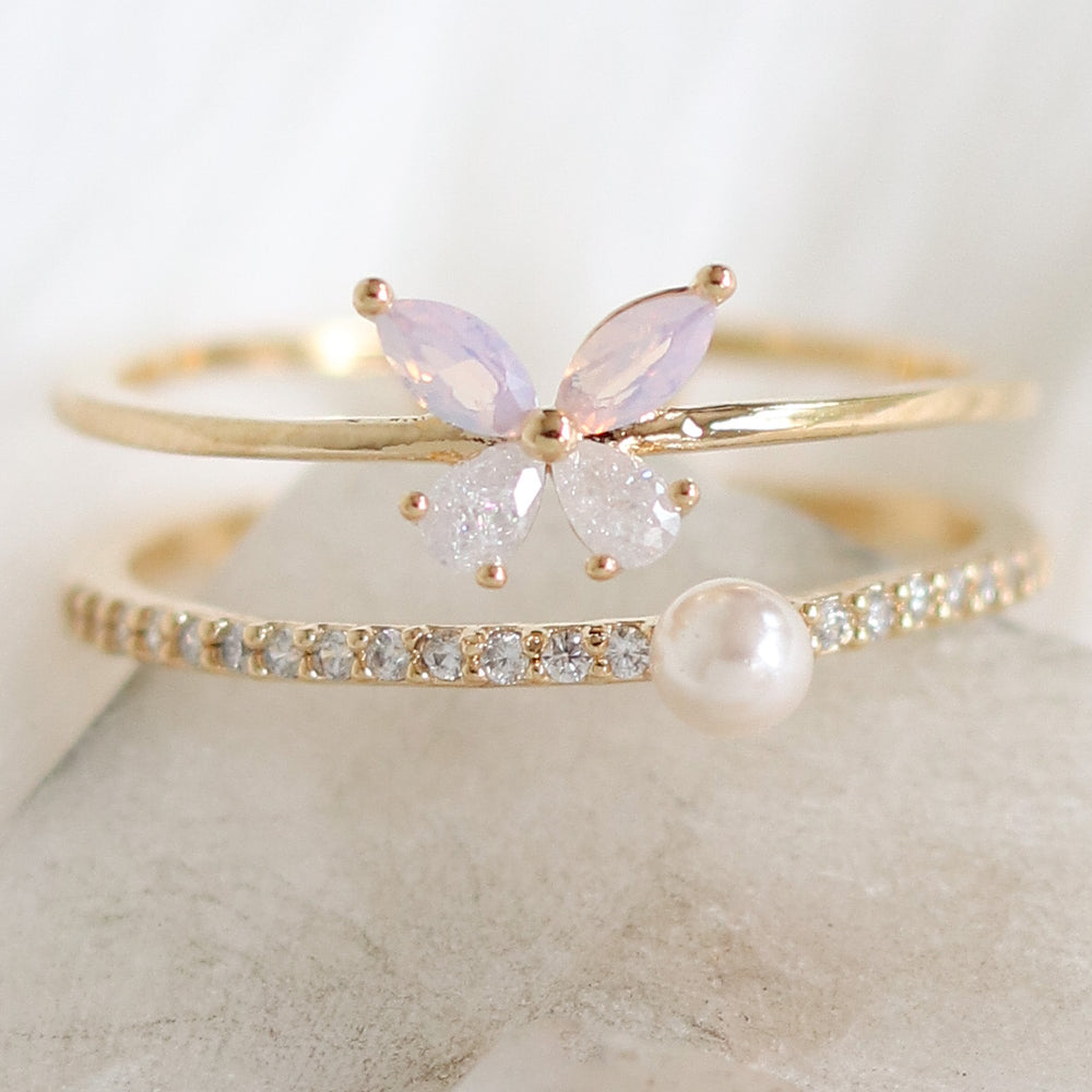 Butterfly & Pearl Ring