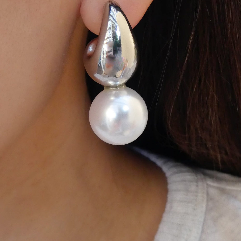 Marion Pearl Earrings (Silver)