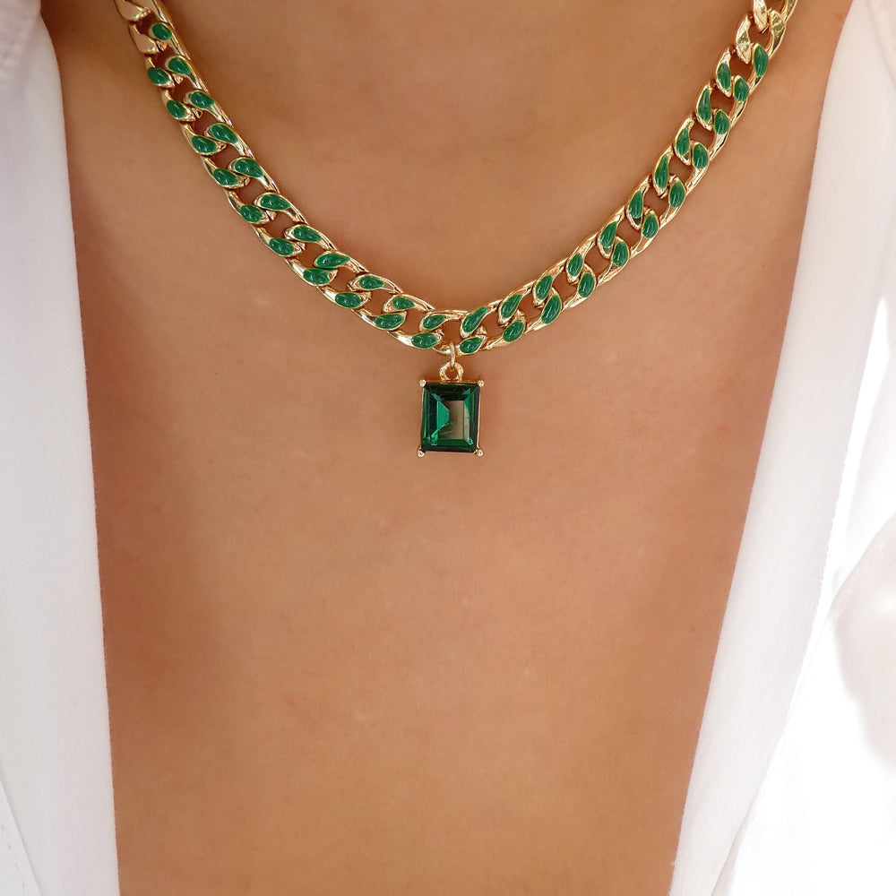 Faith Chain Necklace (Emerald)