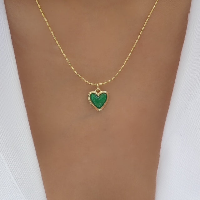 Megan Heart Necklace (Green)