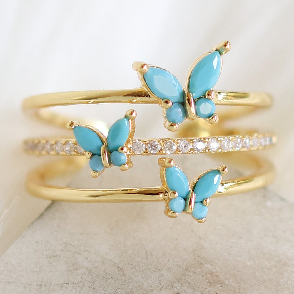 Crystal Jenna Butterfly Ring (Turquoise)