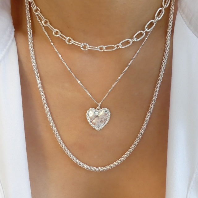 Thomas Heart Necklace Set (Silver)