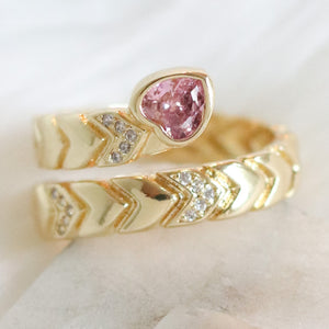 Crystal Lala Heart Ring (Pink)