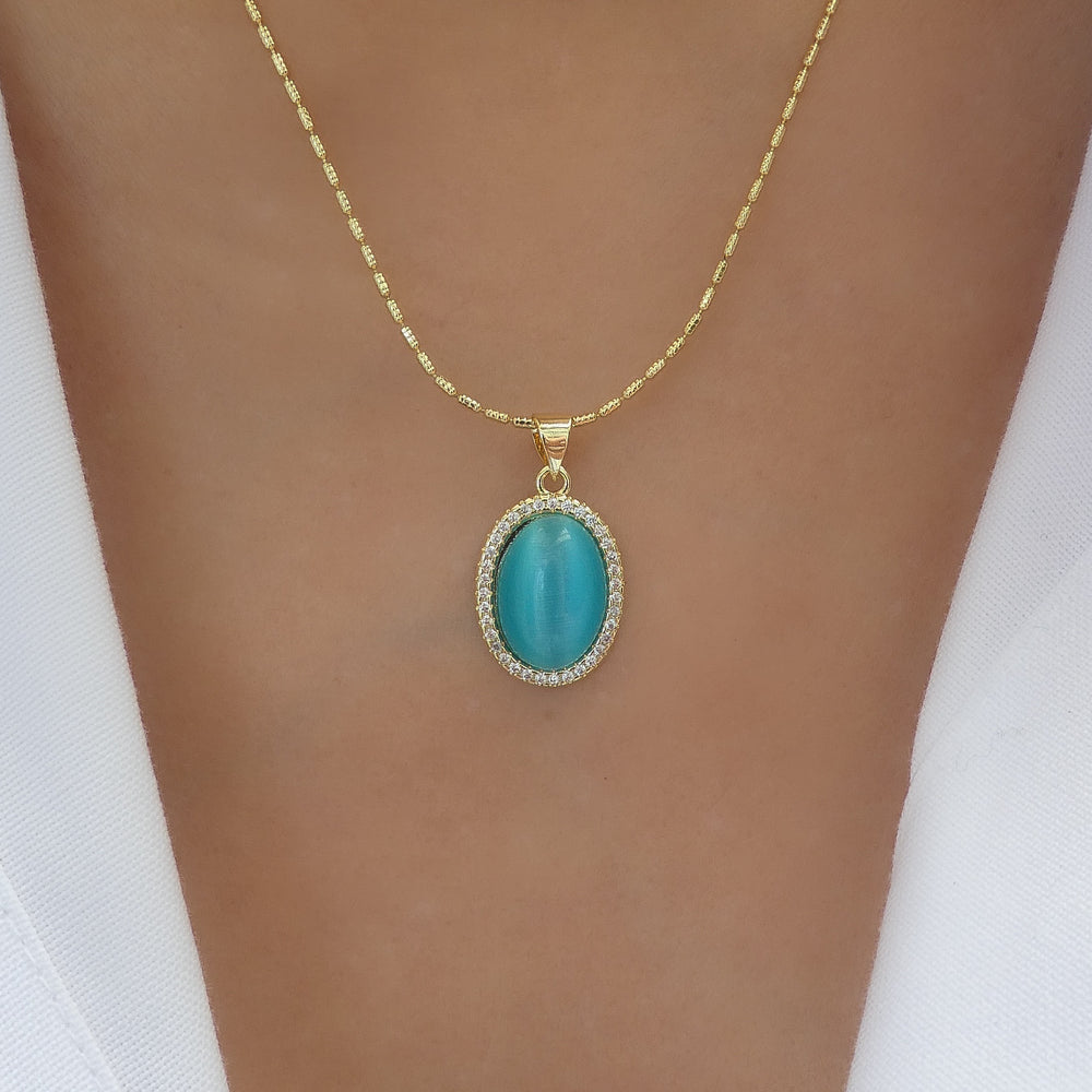 Crystal Molly Pendant Necklace (Turquoise)